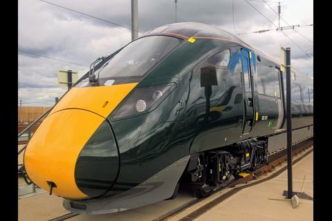 The first of GWR’s Hitachi Class 802 electro-diesel trainsets for Devon and Cornwall services has begun test running.